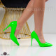 Дамски елегантни обувки на ток-2712-4503-1 Dark Green Neon