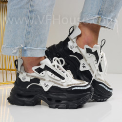 Дамски кецове на платформа-1602-980 Black\White