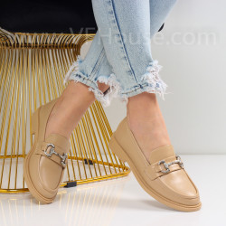 Дамски мокасини-0103560 Beige