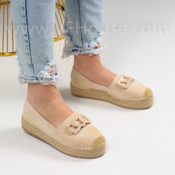 Дамски мокасини-0103297 Beige