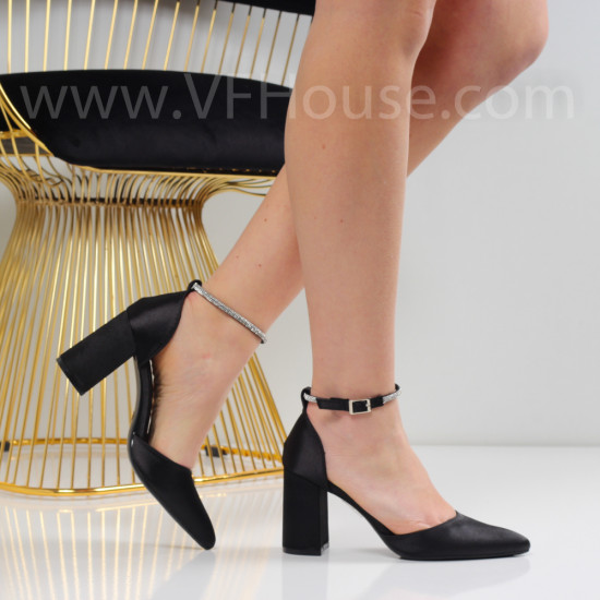 Дамски елегантни сандали на ток-010340411 Black