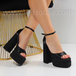 Дамски сандали на ток-01061005 Black