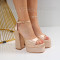 Дамски сандали на ток-01061005 Beige