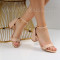 Дамски сандали на ток-0106229 Beige