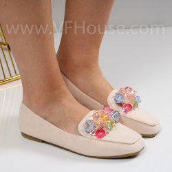 Дамски мокасини-0106278 Beige