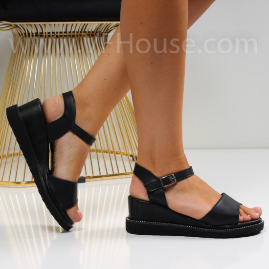 Дамски сандали на платформа-040705 Black