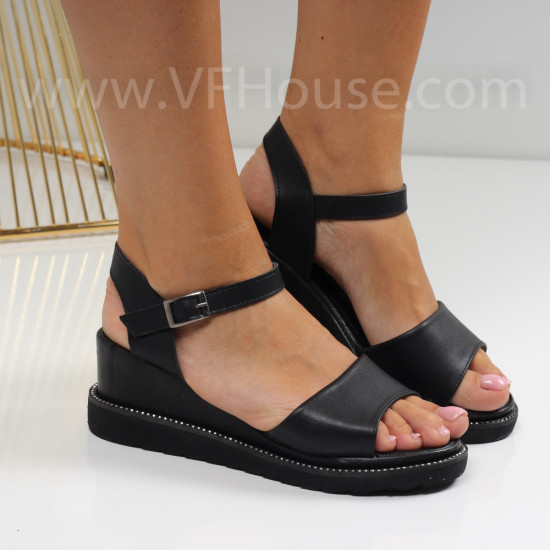 Дамски сандали на платформа-040705 Black