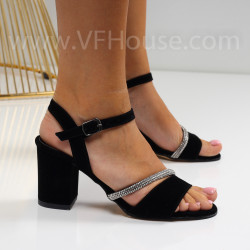 Дамски сандали на ток-040709 Black