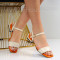 Дамски сандали-25-160598 Beige\Orange