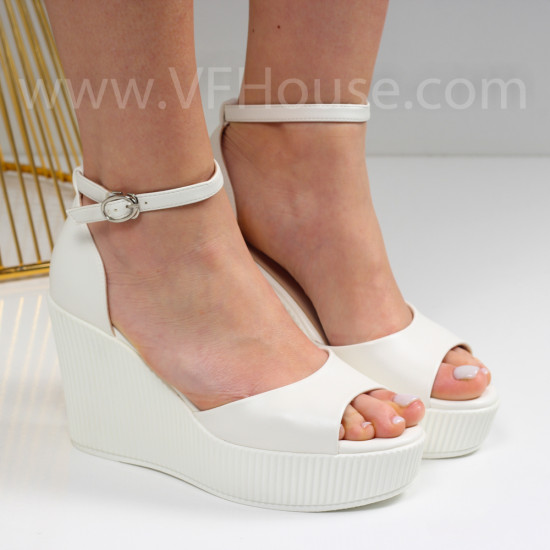 Дамски сандали на платформа-25-720869 White