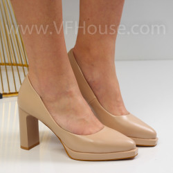 Дамски обувки на ток-25-3262399 Beige