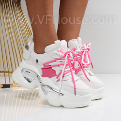 Дамски кецове на платформа-0808952 White\Pink