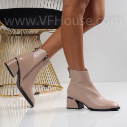 Дамски боти на ток-1011-31152876 Beige