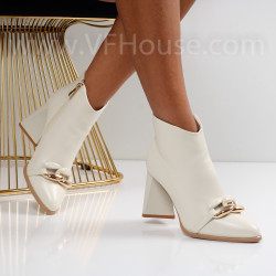 Дамски боти на ток-1110-645 Off White