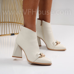 Дамски боти на ток-1110-645 Off White