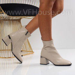 Дамски боти на ток-1110-0157 Beige