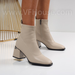 Дамски боти на ток-1110-0157 Beige