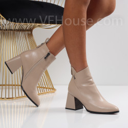 Дамски боти на ток-1110-0736 Beige