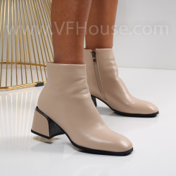 Дамски боти на ток-1110-6674 Beige