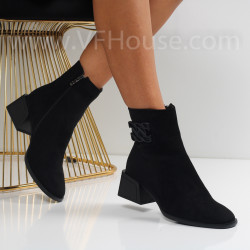 Дамски боти на ток-1110-7758 Black
