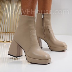 Дамски боти на ток-1110-151 Beige
