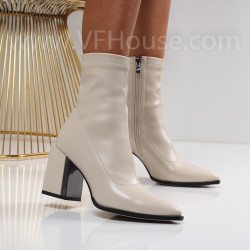 Дамски боти на ток-1110-29160245 Beige