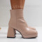 Дамски боти на ток-1110-10548 Beige