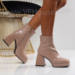 Дамски боти на ток-1110-10548 Beige