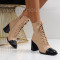 Дамски боти на ток-1110-281873 Beige/Black