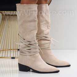 Дамски ботуши-1110-28452182 Beige