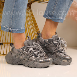 Дамски маратонки-1402-1014 Grey