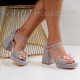 Дамски сандали на ток-300682 Grey