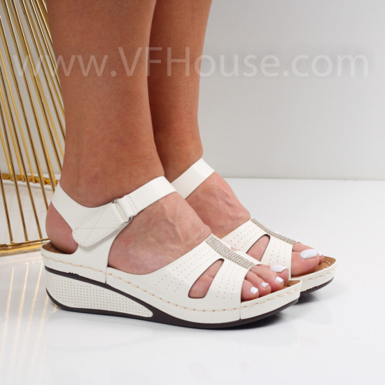 Дамски сандали на платформа-300623309 White