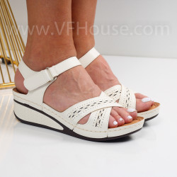 Дамски сандали на платформа -300623366 White