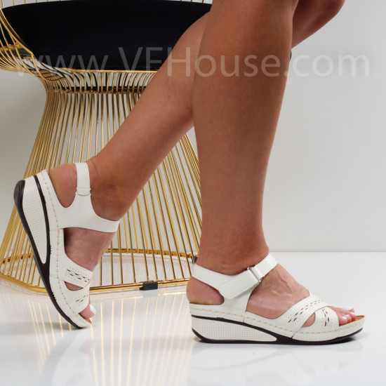 Дамски сандали на платформа -300623366 White