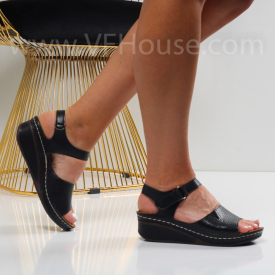 Дамски сандали на платформа-300623367 Black