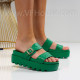 Дамски чехли на платформа-15067197-10 GREEN