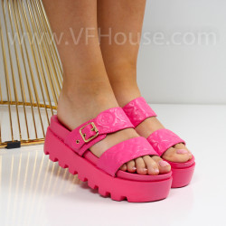 Дамски чехли на платформа-15067197-10 PINK