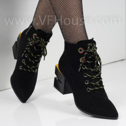 ДАМСКИ БОТИ НА ТОК - 2021-102286377 BLACK YELLOW