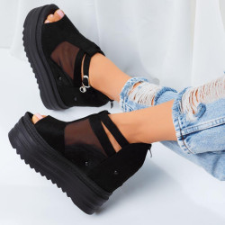 ДАМСКИ САНДАЛИ НА ПЛАТФОРМА - 2303-6213004 BLACK