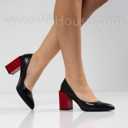 ДАМСКИ ОБУВКИ НА ТОК - 1403-791213201 BLACK-PU/RED