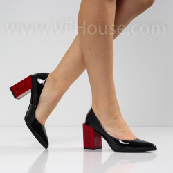 ДАМСКИ ОБУВКИ НА ТОК - 1403-791213201 BLACK-LACI/RED
