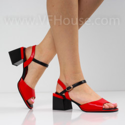 ДАМСКИ САНДАЛИ НА ТОК - 1403-224213115 RED/BLACK