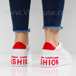 ДАМСКИ КЕЦОВЕ - 1803-85710211307 WHITE/RED