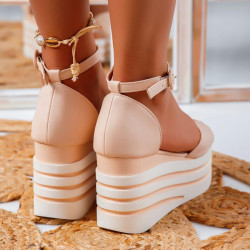 ДАМСКИ САНДАЛИ НА ПЛАТФОРМА - 2004-311212705 BEIGE/PU