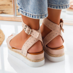 ДАМСКИ САНДАЛИ НА ПЛАТФОРМА - 2004-217212614 BEIGE