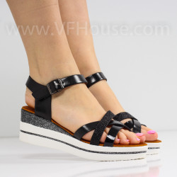 ДАМСКИ САНДАЛИ НА ПЛАТФОРМА - 0604-3516211804 BLACK