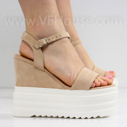 ДАМСКИ САНДАЛИ НА ПЛАТФОРМА - 1404-5355212208 BEIGE
