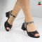 ДАМСКИ САНДАЛИ НА ТОК ЕСТЕСТВЕНА КОЖА - 0205-2121213507 BLACK/SNAKE