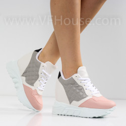 ДАМСКИ КЕЦОВЕ НА ПЛАТФОРМА - 0205-5401213413 GRAY/PINK